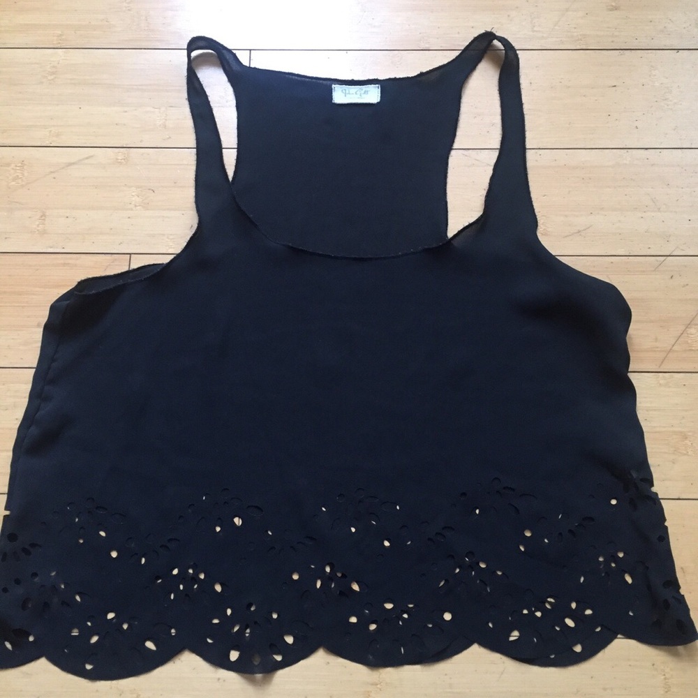 John Galt Black Laser Cut Crop Top